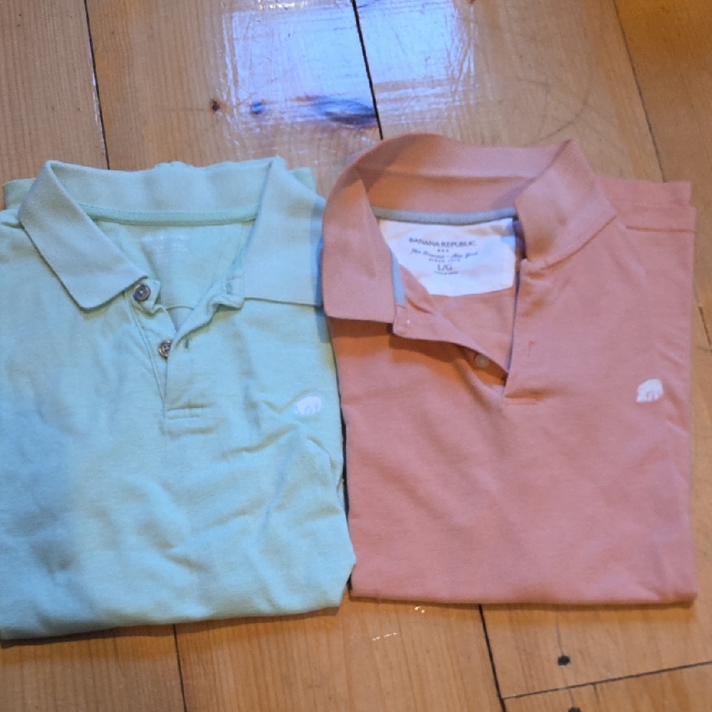 Banana Republic Light Green and Peach Polo Shirts